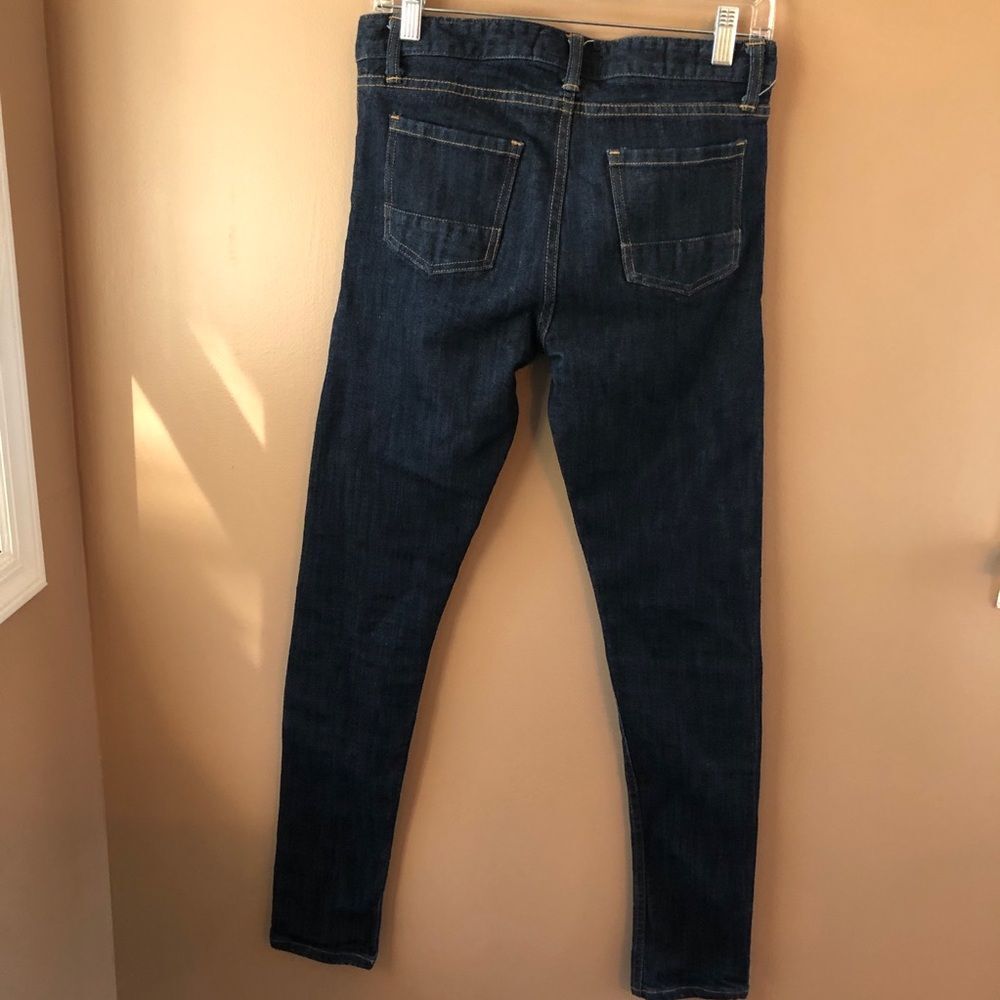 BETABRAND WOMENS 28 SKINNY JEANS 5 POCKET DARK WASH COTTON MADE IN USA BUTTONED